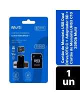 CARTAO DE MEMORIA MICRO SD 128GB 4K V30 MULTILASER CLASSE 10 C/ ADAPTADOR V8 E USB MC153