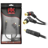 CABO RCA Y 1 MACHO 2 FEMEAS PRETO 25CM 4MM 90GRAUS  PIX 018-0116