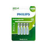 PILHA RECARREGAVEL AAA PHILIPS 1000MAH C/4