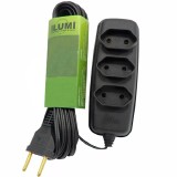 EXTENSAO ELETRICA 10M BIPOLAR 3 TOMADAS  PRETA