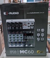 MESA DE SOM 6 CANAIS K AUDIO MC 60 KADOSH INTERFACE / BLUETOOTH / PHANTOM POWER / USB / MP3